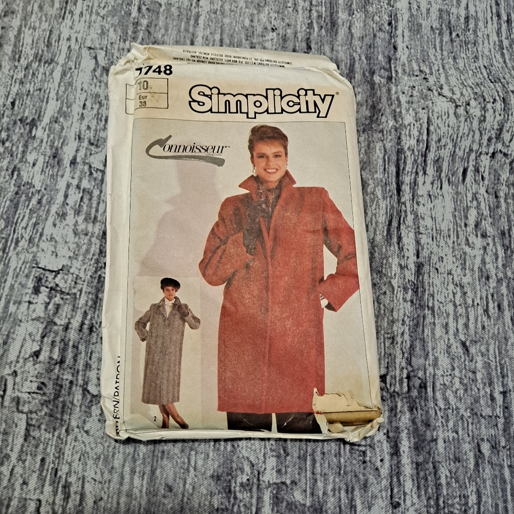 Misses Loose Fitting Lined Coat In Two Lengths, 80's simplicity Pattern #7748